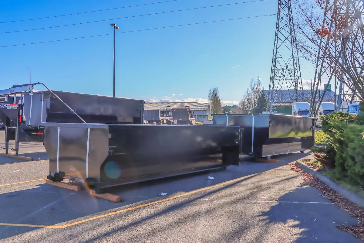 Roll-off dumpster ready for waste disposal at job site for 6 Yard Dumpster Rental in Rockwood